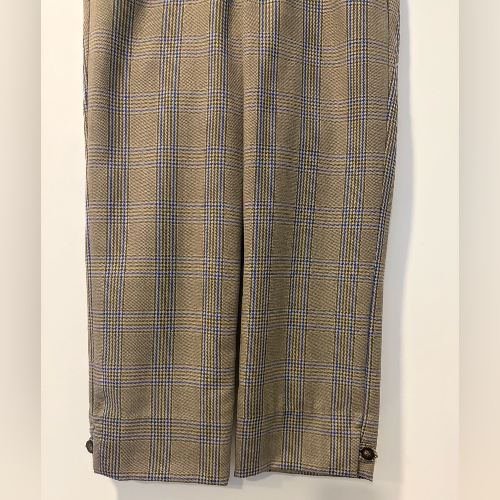 Abercrombie & Fitch Green & Blue Plaid π― Wool Capris With Cuff Buttons EUC - Picture 3 of 10